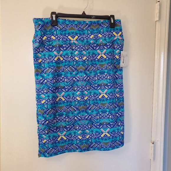 LuLaRoe Womens Blue Yellow Cassie Skirt XL - Picture 2 of 4